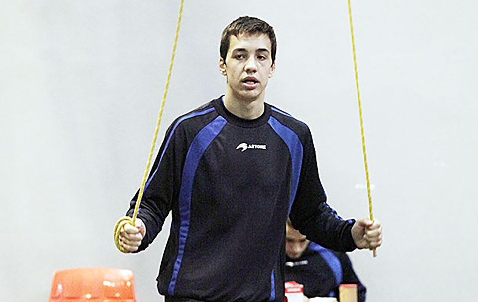 Javier Zabala, en un entrenamiento en el Adarraga el pasado mes de marzo. / Ingrid