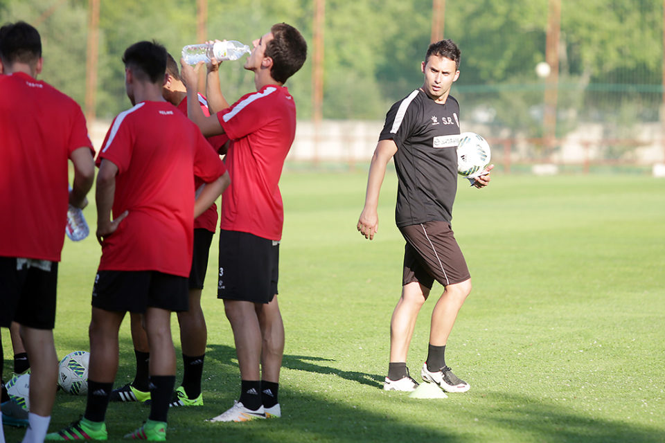Sergio Rodríguez, en el entrenamiento de la plantilla blanquirroja. / Clara Larrea