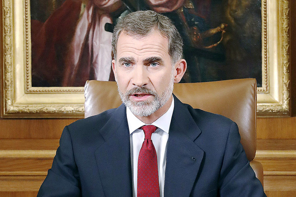 El Jefe del Estado, durante su comparecencia televisada en la que ayer envió un mensaje al conjunto de la nación. / EFE