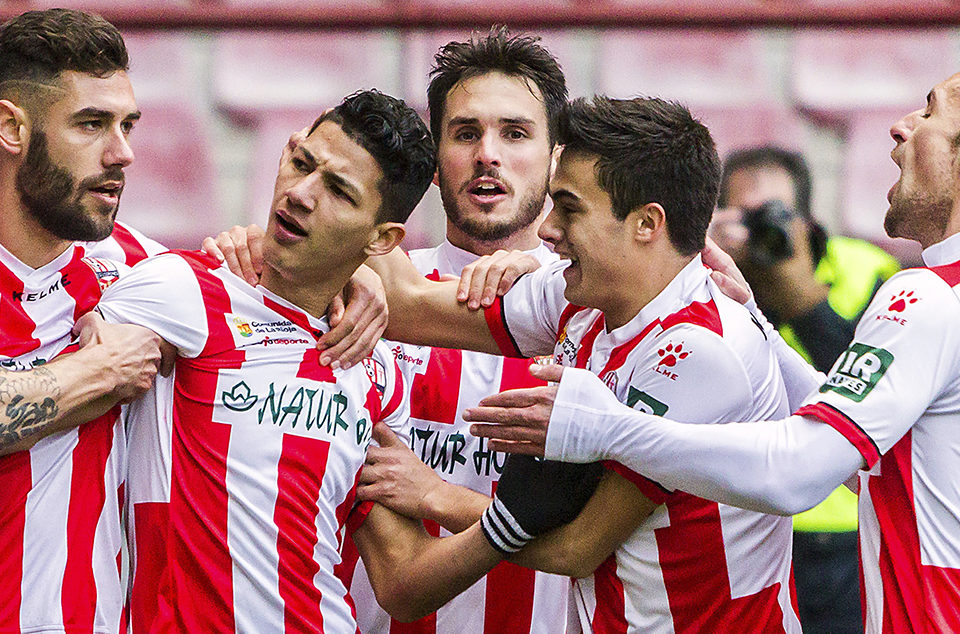 La plantilla de la UDL festeja un gol en la segunda vuelta de la pasada temporada. / Riojapress