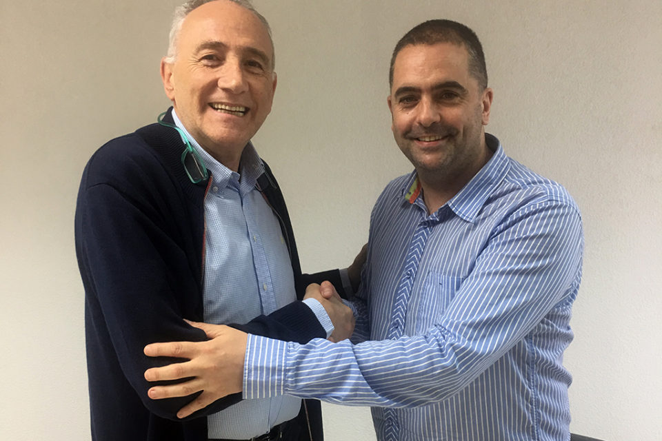 Juan Bernabé, presidente del Clavijo, junto al técnico asturiano Jenaro Díaz. / CB Clavijo