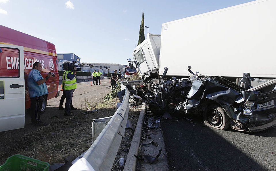 Accidente ocurrido en la variante de Calahorra en octubre de 2017. / Clara Larrea