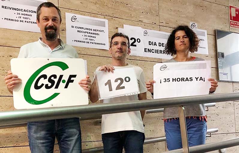 Delegados de CSIF cumplen este sábado su decimotercer día de encierro. /NR