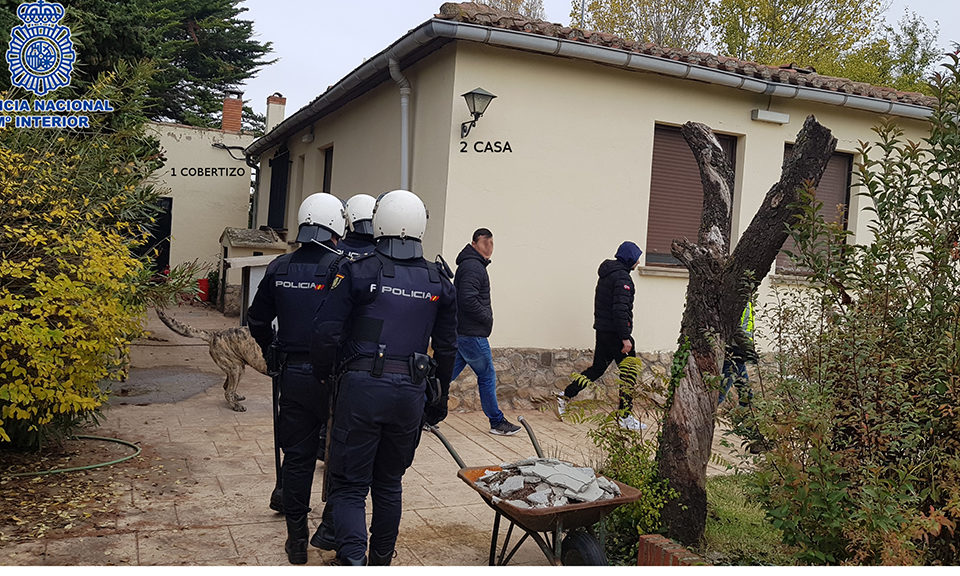 La Policía Nacional procede a registrar la vivienda en la se cultivaba la droga. / CNP