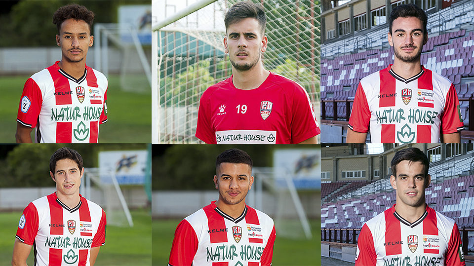 Los seis futbolistas del filial que han jugado este año en el primer equipo. / RIOJAPRESS