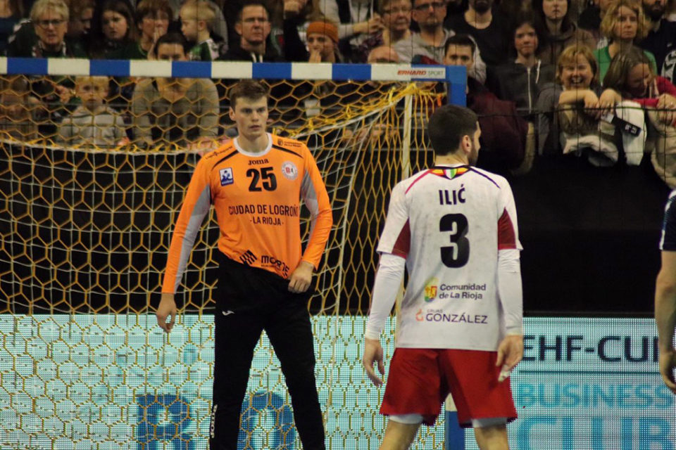 Sergey Hernández, uno de los mejores del Logroño en Berlín. / Balonmano Logroño