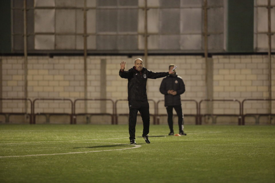 Albert Aguilá, en un entrenamiento el pasado mes de febrero. / Darío Uruñuela