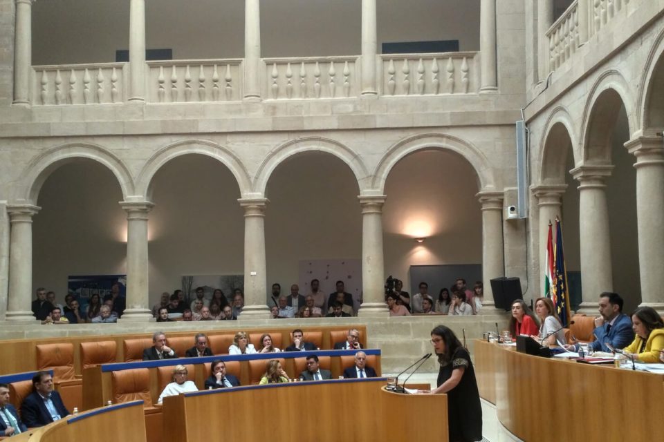 Raquel Romero interviene en el pleno de investidura, donde ha rechazado apoyar la candidatura de Andreu. / NR