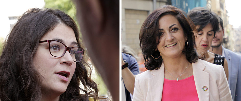 Raquel Romero y Concha Andreu, a su llegada al Parlamento esta mañana. / Ingrid