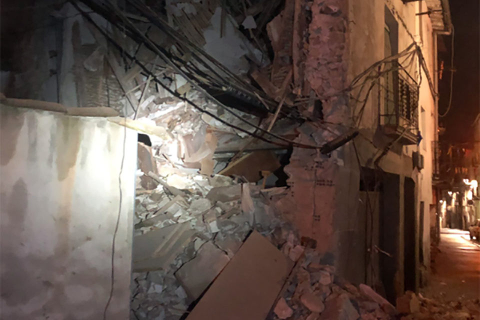 Edificio derrumbado en Murillo. / Bomberos de Logroño (Twitter)