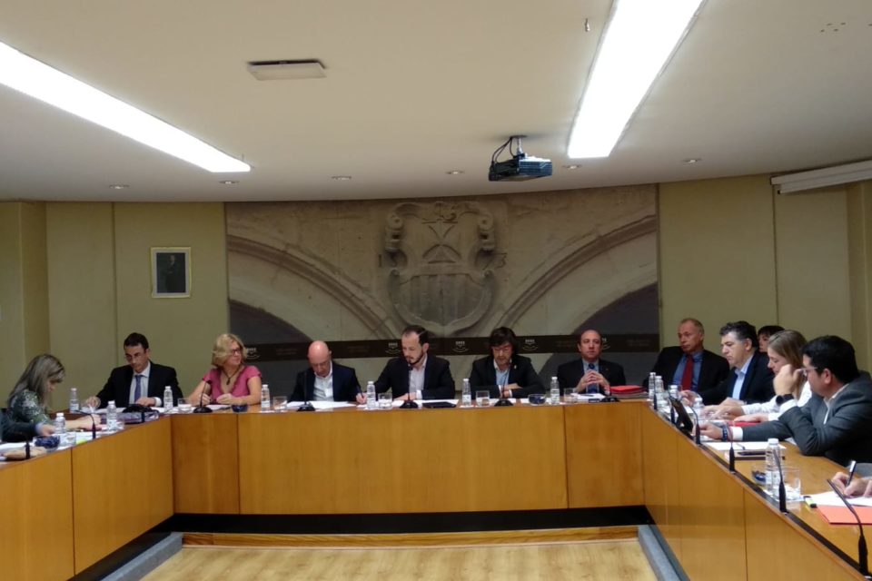 El consejero comparece en la comisión de Parlamento de La Rioja. / NR