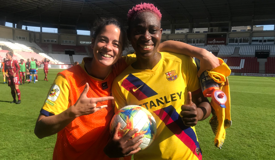Asishat Oshoala, autora de un hat-trick en Las Gaunas. / FCB Femení