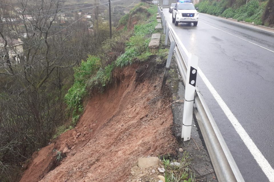 Tramo de la N-111 donde se ha producido el desprendimiento. / NR
