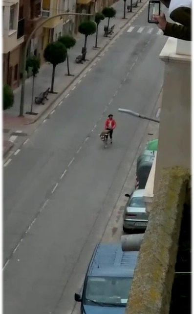 Imagen del hombre por la calle con un carretón. /Guardia Civil